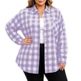 thumbnail image 5 of Lutiedan Womens Plus Size Plaid Shirts Long Sleeve Button Down Oversized Shirts Casual Fall Trendy Collared Shirts L-5XL, 5 of 5