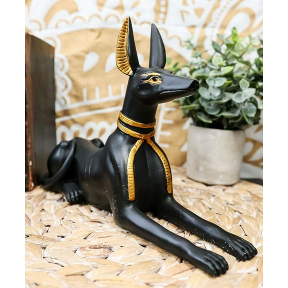 Ebros Ancient Egyptian God Anubis Dog in Sitting Pose Figurine 10" Long