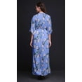 thumbnail image 2 of Bimba Rayon Peach Floral & American Robin Bird Printed Womenâ€™s Long MaxiÂ&nbsp;DressÂ&nbsp;Gown with Side Slit-Medium Lavender Blue, 2 of 6