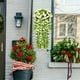 thumbnail image 4 of Artificial Rose Violet Flower Rattan Wall Hanging Basket | Realistic Gradient Petals | 85cm Long | Landscaping Decor | Weather Resistant Maintenance-Free Home Patio Wedding Arrangement, 4 of 5