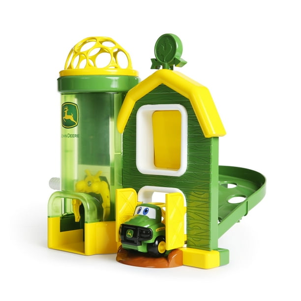 Bright Starts John Deere Rev Up Barnhouse Playset and Push Vehicle, Ages 12 months +