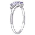 thumbnail image 3 of 1/3 Carat (Ctw) Tanzanite Three Stone Anniversary Ring Band in 10K White Gold for Women, 3 of 6