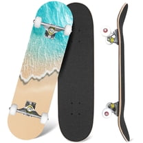 31'' Complete Skateboard 7 Layer Canadian Maple Double Kick Deck Skateboards soft wave sandy beach water surface royalty Skate Board for Beginner Adult Gifts