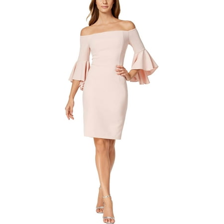 Calvin Klein Womens Off-The-Shoulder Mini Sheath Dress