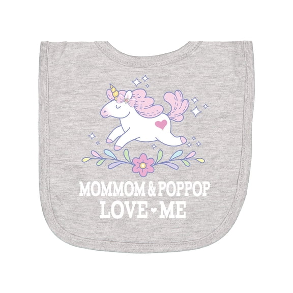 Inktastic Mommom and Poppop Love Me Unicorn Newborn Bib