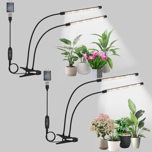 Grow Lights for Indoor Plants Full Spectrum Heads Plant Lights Indoor with Spectral Modes Level Brightness Auto On/Off Timer Memory Timing Function for Various Plants Growth