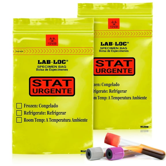 Clear Specimen Transfer Bags, 1.75 Mil LDPE with Removable Biohazard Symbol, 1000 Count, 6 x 9 in