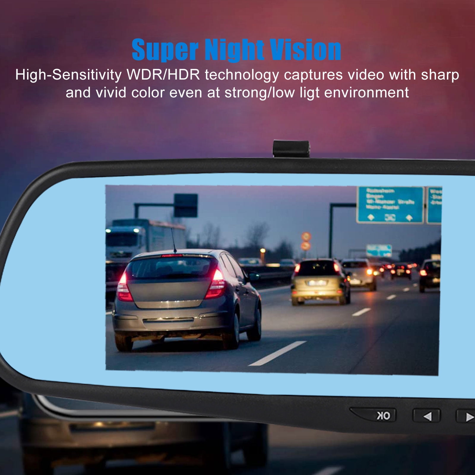 DUTERI D Dash Cam Rear View Mirror Camera Cars Video Backup Parking 24Hs Monitor with Night Vision G-Sensor Waterproof 170°HD 1080P 9.66 Full Size Touch Screen 