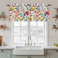 thumbnail image 2 of Retro Flower Tier Curtains, Boho Country Floral Leaf Plant Watercolor Light Filtering Kitchen Curtains, 2Pcs Rod Pocket Half Window Treatments Panels for Sink Cafe Cabinet Camper 27.5x36 Inches, 2 of 9