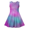 thumbnail image 6 of Mevxay Girls Tie Dye Dress Sleeveless Crew Neck A-Line Swing Flare Skater Dresses for 6-14 Years Purple, 6 of 7