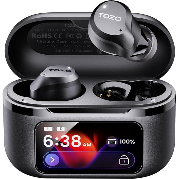 TOZO NC9 Pro AI Translation Active Noise Cancelling Wireless Earbuds, 60H, Hi-Res Audio, 6-Mic ENC Clear Calls, Smart Touch Case, IPX8 Waterproof, Bluetooth 6.0 Headphones, Comfort‑Fit for Daily Use