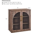 thumbnail image 2 of Glass Arched Door Sideboard Buffet Cabinet, Accent Cabinet with Adjustable Shelf, Wood Modular Credenza Storage Cabinet for Dining Room, Living Room, Entryway, Rustic Brown, 2 of 8