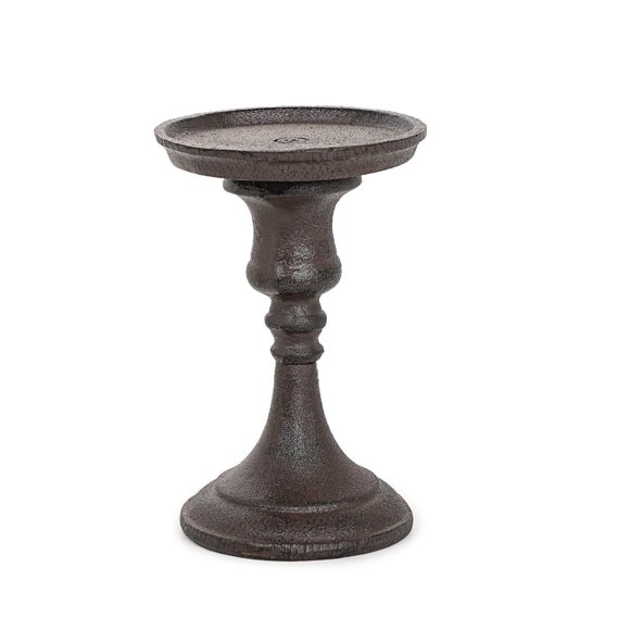 Sungmor Bougeoir Pilier en Fonte Rustique, Bougeoirs Vintage de 5,9 Pouces de Hauteur, Centre de Table en Métal, Support de Bougie de Ferme pour Étagère de Cheminée Décoration Maison