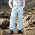 thumbnail image 3 of HOMADLES Mens Relaxed Fit Cargo Pants Stretch Elastic Drawstring Workout Pants Solid Color Athletic Pants Light Blue Size XL, 3 of 9
