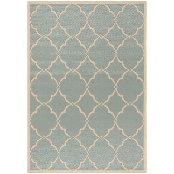 SAFAVIEH Beach House Sharla Geometric Indoor/Outdoor Area Rug, Aqua/Cream, 2'2" x 4'
