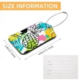 thumbnail image 5 of Square PU Leather 2 Pack Travel Tag - Bag Tag - Suitcase Tag with Privacy Cover and Stainless Steel Ring - Suitable for Travel, Backpack, and Handbag Pineapple, 5 of 7