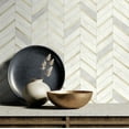 thumbnail image 3 of NextWall Metallic Gold & Pearl Gray Chevron Marble Tile Peel and Stick Wallpaper, 3 of 8