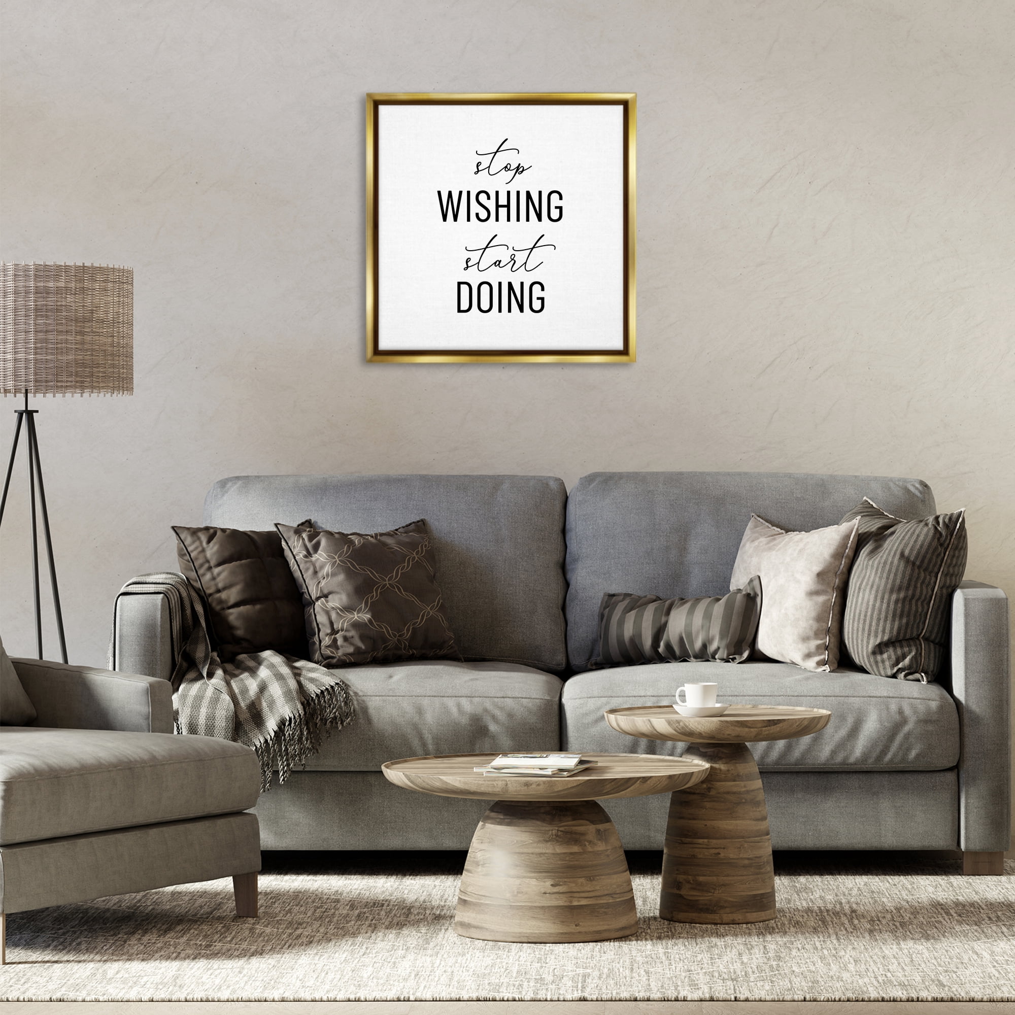 Stupell Industries Motivational Start Doing Text & Numbers Painting Gold Floater Framed Canvas Art Print Wall Art, 25 x 25