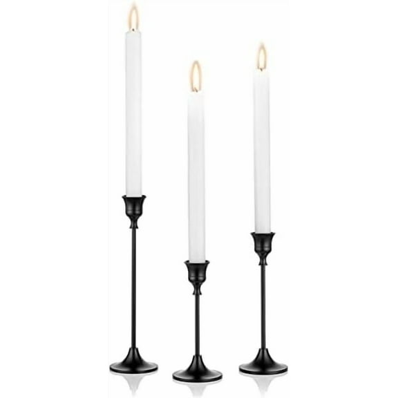 3 Pcs Black Candlestick Holders Taper Candles Holder Candle Stick Holder for Dining Table Halloween Candle Holders for Tapered Candles Decorative Centerpiece for Christmas Party Housewarming