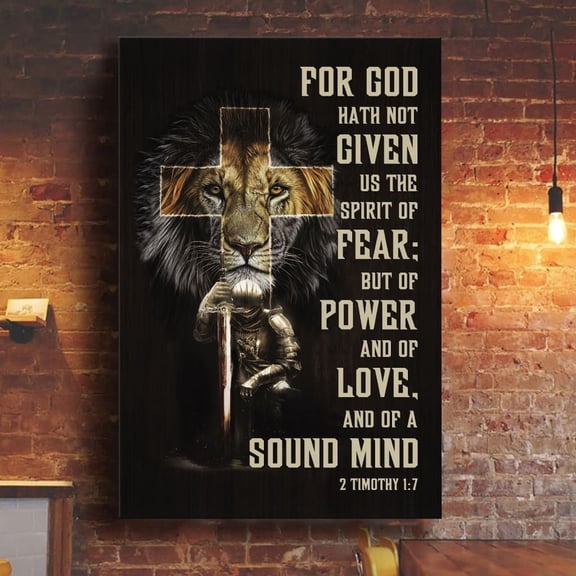 2 Timothy 1:7 Scripture Canvas, Religious Wall Decor, Hanging Bible Verse Art Print, Meaningful Christian Home Gift