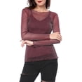 thumbnail image 3 of Allegra K Women's Long Sleeve Mesh with Spaghetti Strap Camisole Tops, 3 of 6