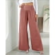 thumbnail image 2 of Pantalones elásticos rosas para mujer: estilo casual, de trabajo y de playa, talla M, pantalones de cintura alta y pierna ancha, 2 of 7