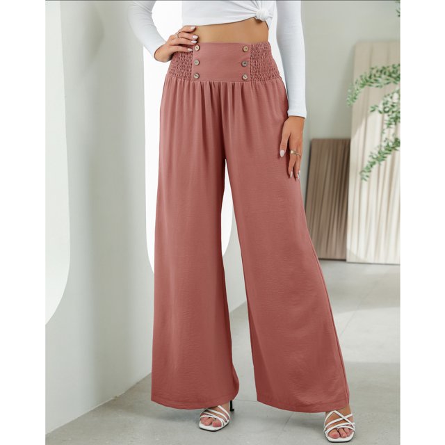 Pantalones sueltos para mujer pantalones de pierna ancha para mujer cintura alta transpirables color puro para uso diario para citas ANGGREK Otros