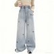 thumbnail image 5 of Cowsor Girls Baggy Jeans Distressed Denim Pants Elastic Waist Wide Leg Jeans for Girls Kids Loose, 5 of 5