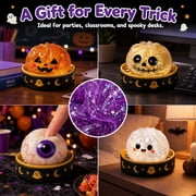 Halloween Ghost Dumpling Squishy, Dumplings Squishies with Steamer Stress Balls, Stretchy Clear Gel Fidget Sensory Toy, Halloween Birthday Holiday Desk Gift for Kids Adults A11 Random-1PCS