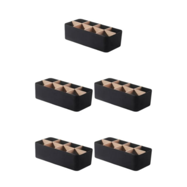 ZheElen Home Organizer Ladder Layered Detachable Partition Wide Application Strong Practicality Plastic Storage Box Durable Black Rectangular 8-cell 5Set