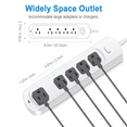 thumbnail image 5 of 5-Outlet Surge Protector Power Strip with 4ft Extension Cord, ETL Listed, Overload Surge Protection, White, 5 of 7