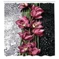 thumbnail image 2 of Ambesonne Flower Shower Curtain, Plum Orchids and Water Drops, 69"Wx84"L, Dark Mauve and Charcoal Grey, 2 of 4