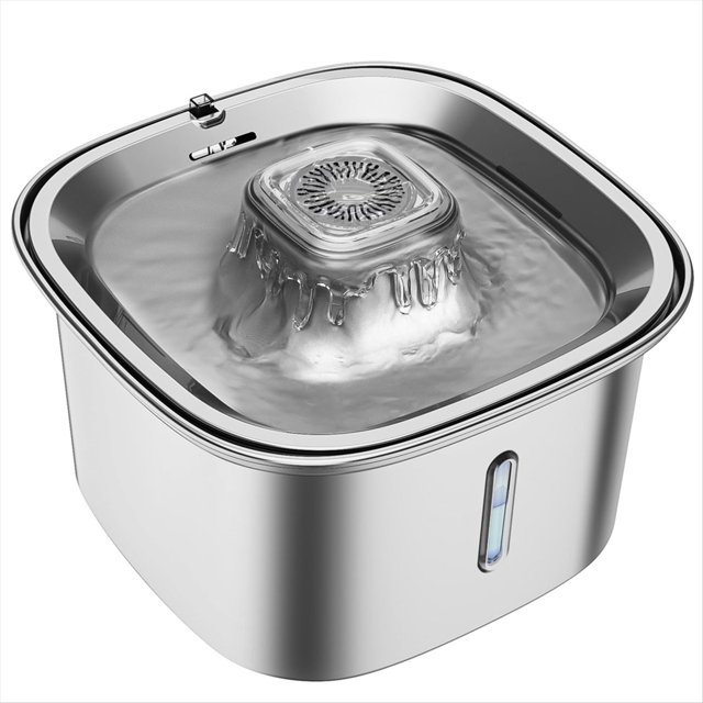 Fuente de Agua para Gatos de Acero Inoxidable, Fuente para Mascotas de 101 Oz/3 L, Dispensador Automático de Agua para Perros con Filtración Múltiple, Silencioso