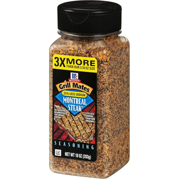 Mccormick Grill Mates 25% Less Sodium Montreal Steak Seasoning, 10 Oz