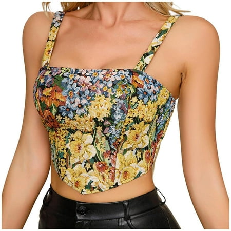 Fengqque Ladies Fashion Sexy Lingerie Flower Girdle Suspender Corset French Retro Sexy Sun-top Top