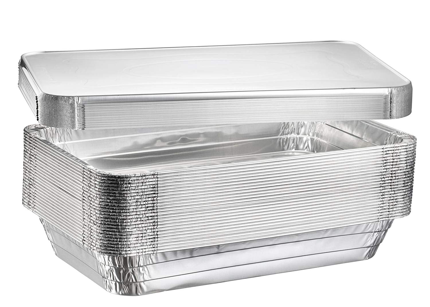 Half Size Roasting Pans 10 x 13 by Spare Essentials Disposable Aluminum Foil Steam Table Deep Pans 35 Pack Durable Chafing Pans with Lids Buffet Pans Size LIDS INCLUDED