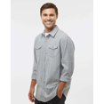 thumbnail image 2 of Burnside Mens Yarn-Dyed Long Sleeve Flannel Shirt, M, Grey-White, 2 of 3
