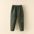 thumbnail image 3 of SonxaHe Toddler Boys Pants Fleece Lined Elastic Waisted Cargo Jogger Pants Child Warm Thickened Cozy Outdoor Trousers Green,Sized 4-5, 3 of 3