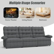 Recliner Sofa Couch Set, 3 Seat Electric Recliner with Remote Control and Side Pocket for Families and Friends, Modern Power Recliner Sofa for Living Room Home Theater, Gray