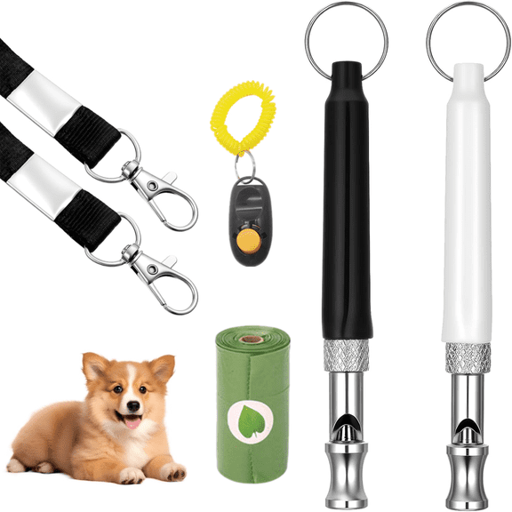 Dog Whistle, 2 Pack Dog Training Whistle with Lanyard, Adjustable Ultrasonic Silent Dog Recall Whistles, Professional Dog Whistle to Stop Barking Dog