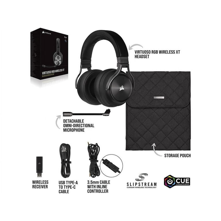 CORSAIR VIRTUOSO RGB WIRELESS XT High-Fidelity Gaming Headset with  Bluetooth and Spatial Audio - Works with Mac, PC, PS5, PS4, Xbox series X/S  - Slate 