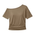 thumbnail image 6 of Craaazy Women's Casual Short Sleeve Crop Tops, Solid Color Batwing Sleeve Tops, Loose Fit Comfy Blouse for Daily Wear Gifts, 6 of 6