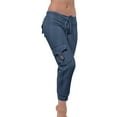 thumbnail image 3 of Yuzhih Women's Cargo Pants with Pockets Ribbed Knit Yoga Cozy Tapered Pants Low Waisted Drawstring Sweatpant, 3 of 5