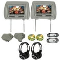 thumbnail image 1 of Rockville RVD721-GR 7” Gray Dual DVD/USB/HDMI Car Headrest Monitors+Headphones, 1 of 8