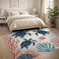 thumbnail image 3 of ODIKA 8'x10' Washable Area Rug Theme Turtle Door Nautical Coral Scatter Striped Border Reef for Living Room, Under Sectional, Family , Durable, Non-Slip, 3 of 7