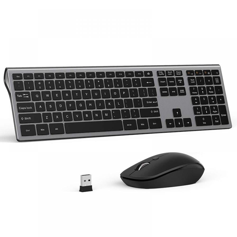 Quiet Ergonomic Keyboard & Mouse Set for Laptop Desktop PC Windows seenda 2.4G Ultra Slim Full Size Keyboard and Mouse Combo with USB Receiver Black & Gray Wireless Keyboard and Mouse 
