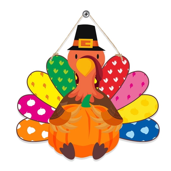 Thanksgiving Turkey Door Hanging 3D Thanksgiving Turkey Decorations for Fall Autumn Garden Farmhouse Sign Indoor Outdoor and Thanksgiving Wall Decor 13 ×11.5 in