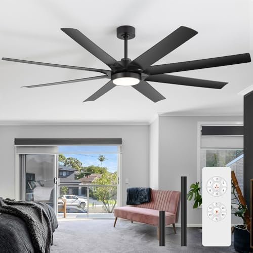 72 Inch Ceiling Fans with Lights and Remote, Large Farmhouse Ceiling Fan Modern Reversible DC Motor Outdoor Indoor 8 Blades Flush Mount Fans for Home Living Room Bedroom Patio$$Tools & Hardware Other