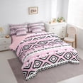 thumbnail image 4 of Manfei Pink Bohemian Aztec 7-Piece Bedding Comforter Set, Vintage Black Triangle King Bedding Sets, Teen Kid Adult Reversible Bed Sheets, Luxury Bedroom Decor, 4 of 8