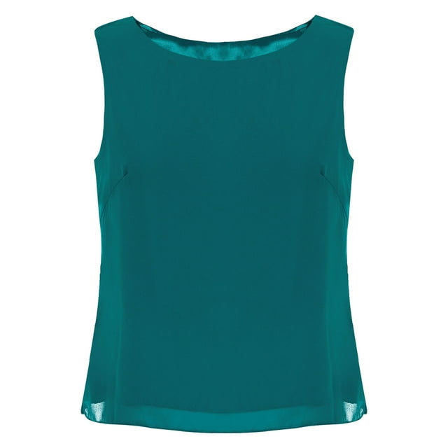 Kaerm Débardeur Habillé d'Été pour Femmes, Col Rond, Sans Manches, en Chiffon, Coupe Ample, Vert TG